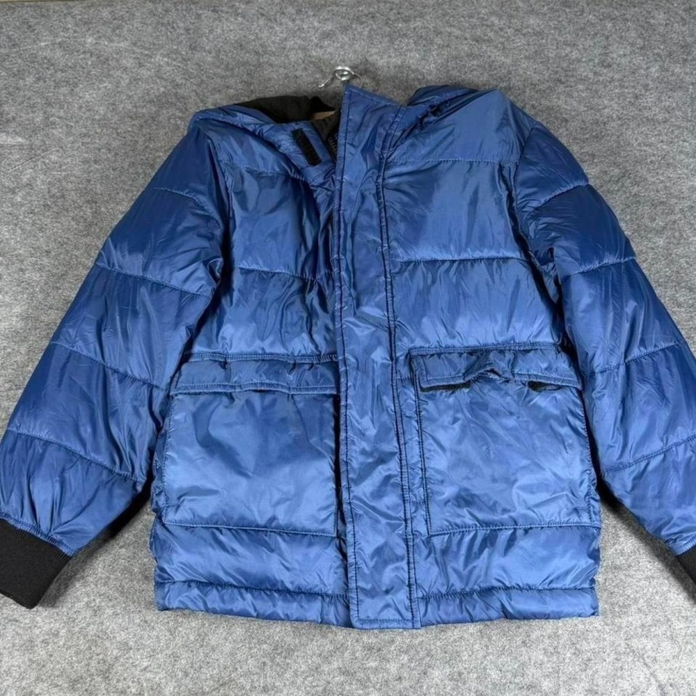 Abercrombie Kids Blue Hooded Puffer Jacket Water Resistant Coat Size 7/8